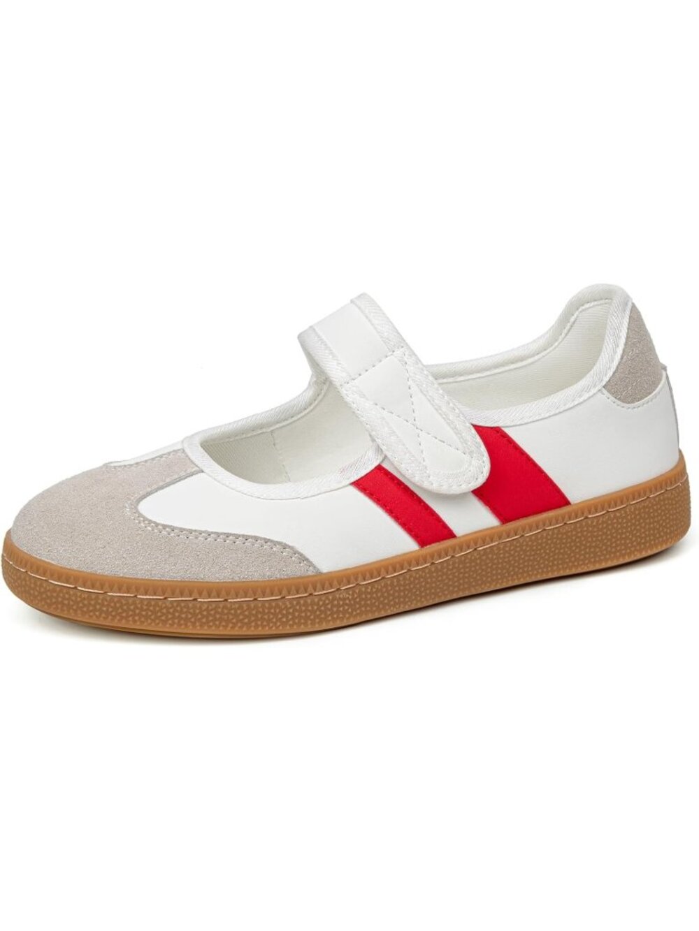 Women's White Red Non Slip Walking Flats Shoes Comfortable Ballet Sneakers - Picture 6 of 7